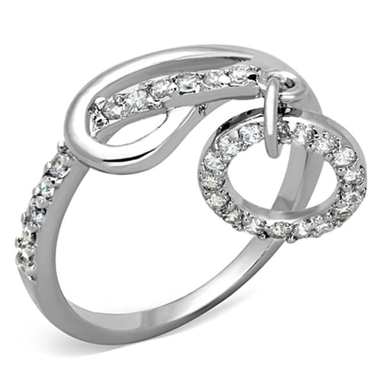 3W577 - Rhodium Brass Ring with AAA Grade CZ in Clear-0