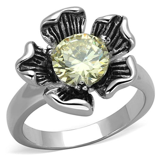 3W585 - Rhodium Brass Ring with AAA Grade CZ in Citrine Yellow-0