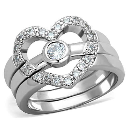 3W591 - Rhodium Brass Ring with AAA Grade CZ in Clear-0