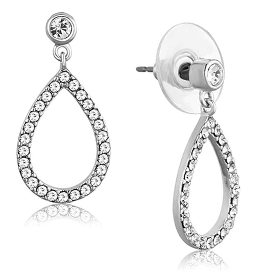 3W617 - Rhodium Brass Earrings with Top Grade Crystal in Clear-0