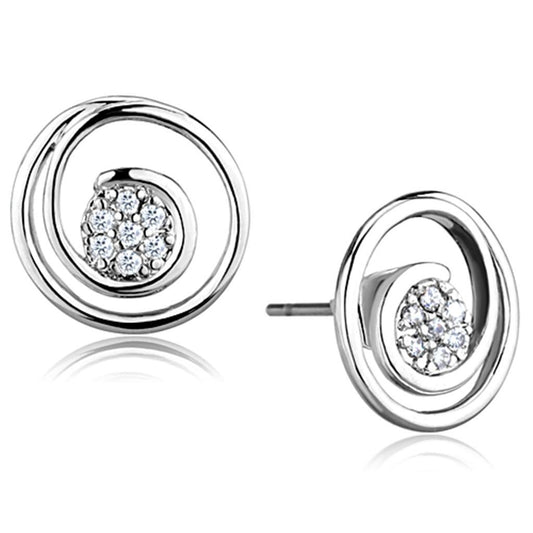 3W638 - Rhodium Brass Earrings with AAA Grade CZ in Clear-0