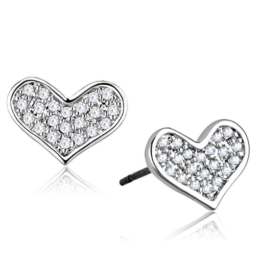 3W645 - Rhodium Brass Earrings with AAA Grade CZ in Clear-0
