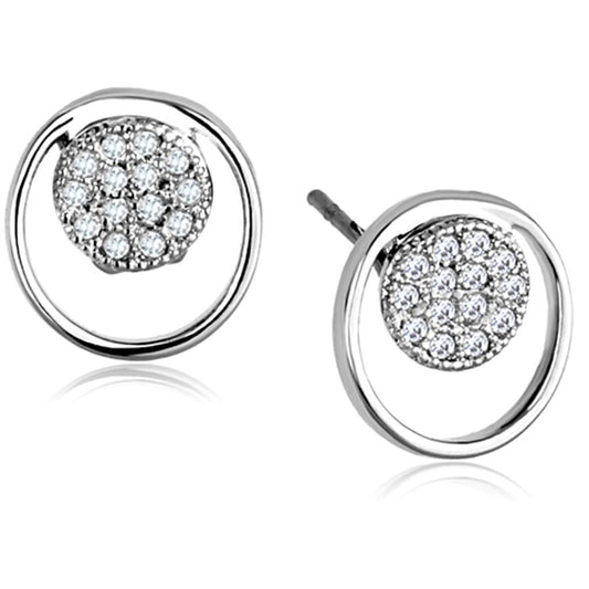 3W669 - Rhodium Brass Earrings with AAA Grade CZ in Clear-0