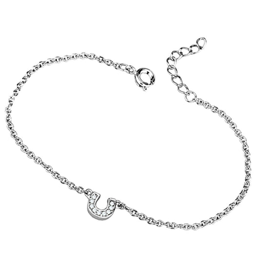 3W710 - Rhodium Brass Bracelet with AAA Grade CZ in Clear-0