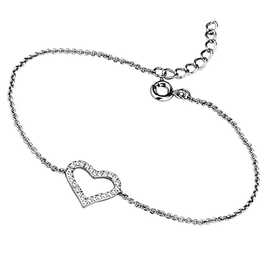 3W713 - Rhodium Brass Bracelet with AAA Grade CZ in Clear-0