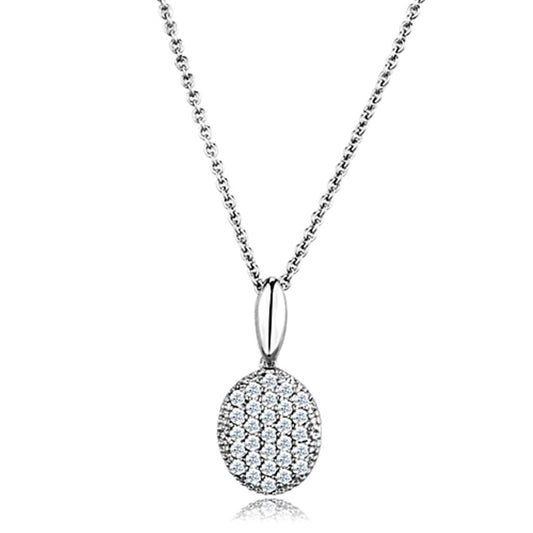 3W716 - Rhodium Brass Chain Pendant with AAA Grade CZ in Clear-0