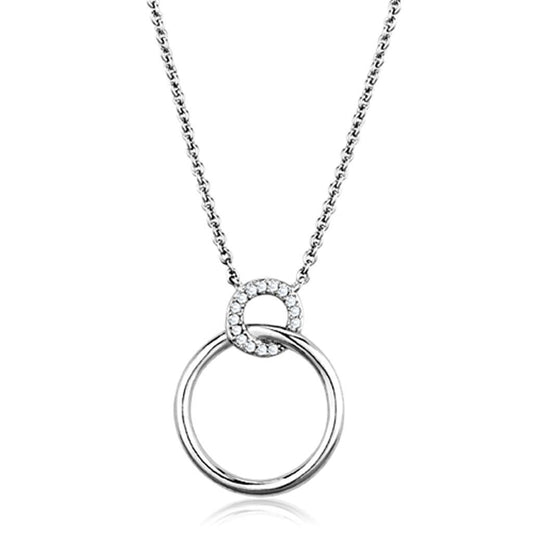 3W717 - Rhodium Brass Necklace with AAA Grade CZ in Clear-0