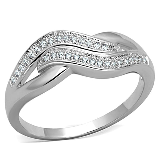 3W724 - Rhodium Brass Ring with AAA Grade CZ in Clear-0