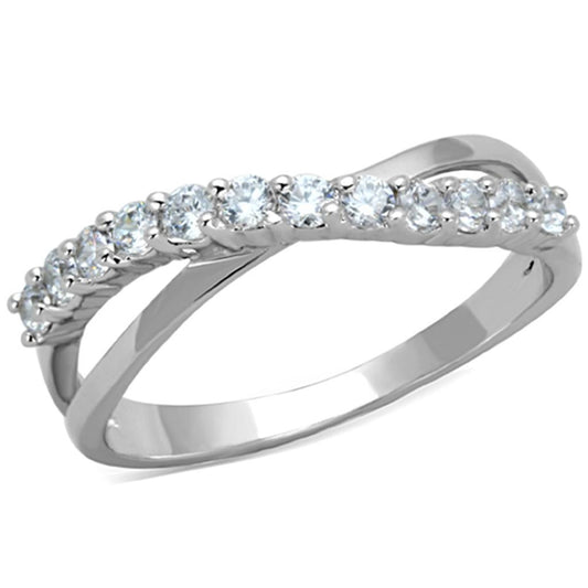 3W742 - Rhodium Brass Ring with AAA Grade CZ in Clear-0