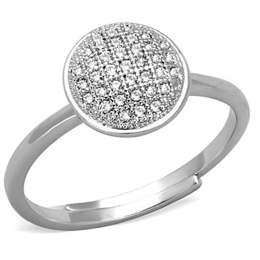 3W749 - Rhodium Brass Ring with AAA Grade CZ in Clear-0