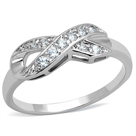 3W757 - Rhodium Brass Ring with AAA Grade CZ in Clear-0