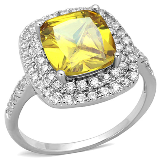 3W760 - Rhodium Brass Ring with AAA Grade CZ in Topaz-0