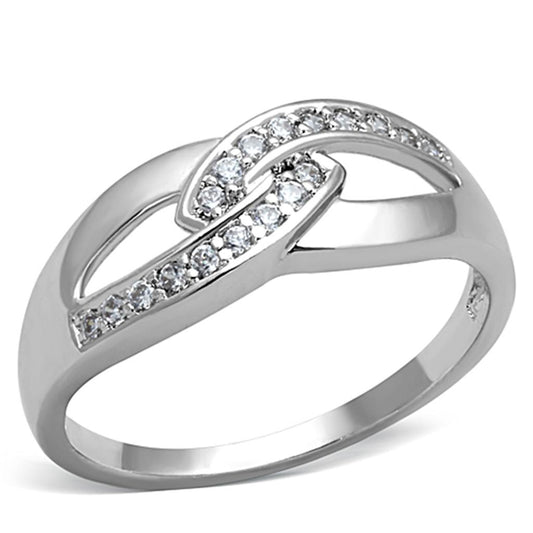 3W763 - Rhodium Brass Ring with AAA Grade CZ in Clear-0