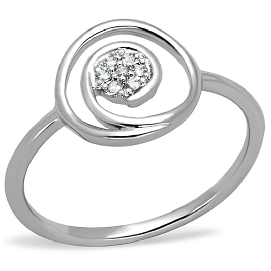 3W765 - Rhodium Brass Ring with AAA Grade CZ in Clear-0