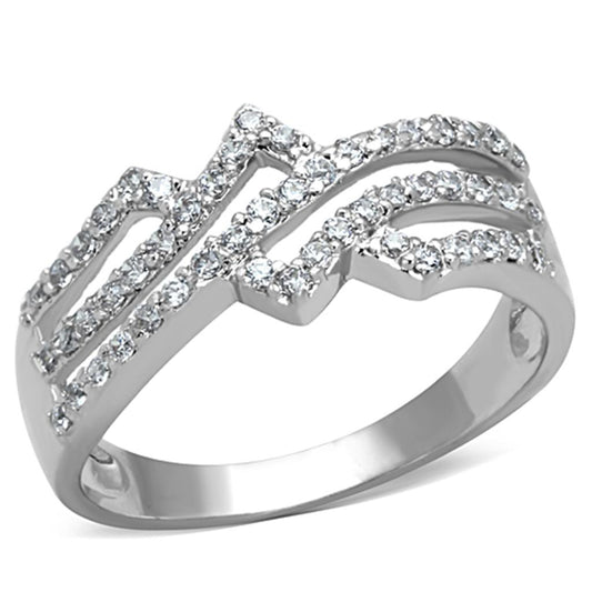 3W771 - Rhodium Brass Ring with AAA Grade CZ in Clear-0
