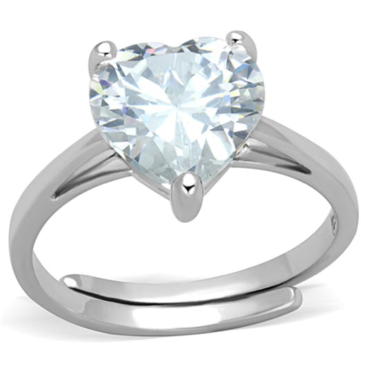 3W776 - Rhodium Brass Ring with AAA Grade CZ in Clear-0