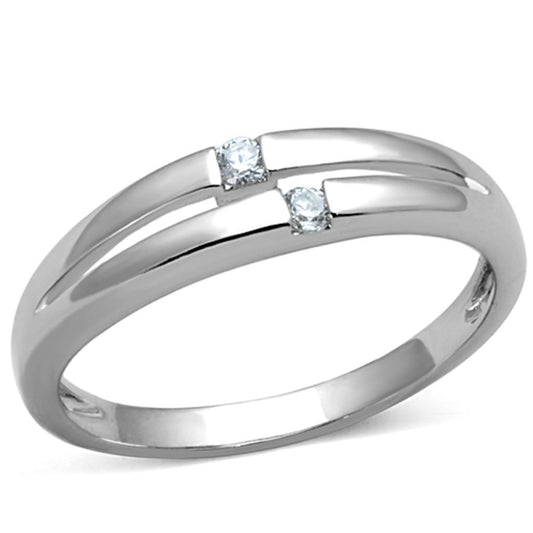 3W779 - Rhodium Brass Ring with AAA Grade CZ in Clear-0