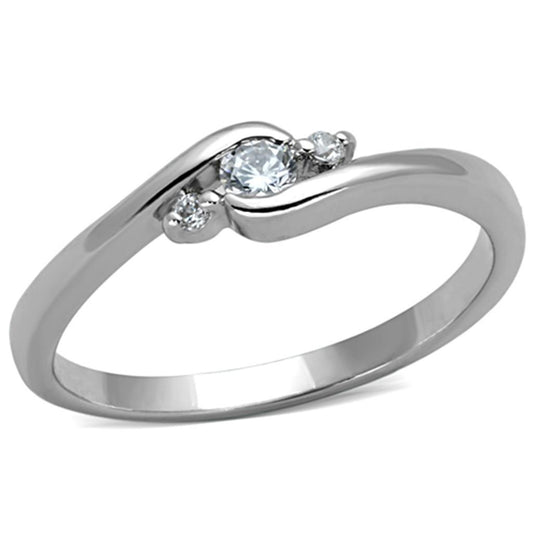 3W822 - Rhodium Brass Ring with AAA Grade CZ in Clear-0