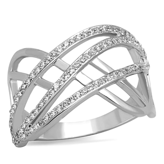 3W823 - Rhodium Brass Ring with AAA Grade CZ in Clear-0