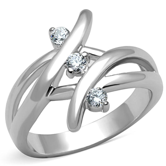 3W833 - Rhodium Brass Ring with AAA Grade CZ in Clear-0
