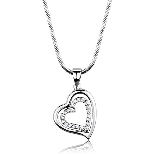 3W841 - Rhodium Brass Chain Pendant with AAA Grade CZ in Clear-0