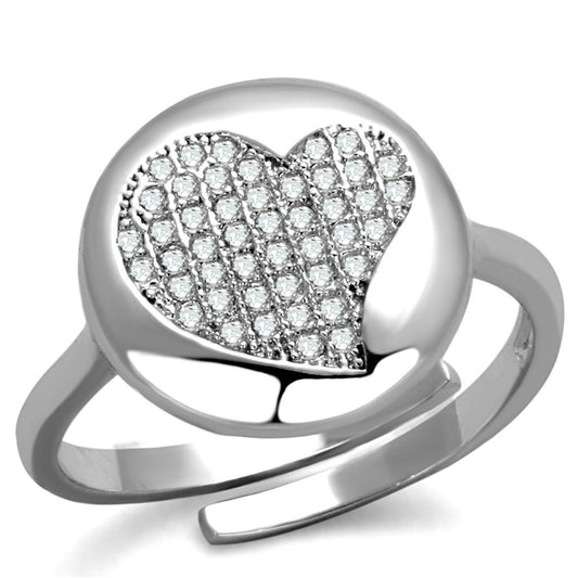 3W864 - Rhodium Brass Ring with AAA Grade CZ in Clear-0
