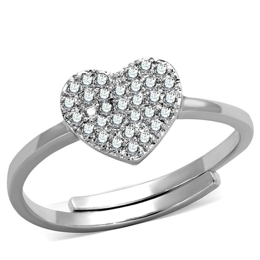 3W865 - Rhodium Brass Ring with AAA Grade CZ in Clear-0