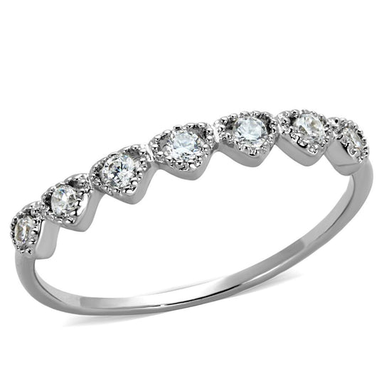 3W868 - Rhodium Brass Ring with AAA Grade CZ in Clear-0