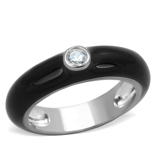 3W873 - Rhodium Brass Ring with AAA Grade CZ in Clear-0