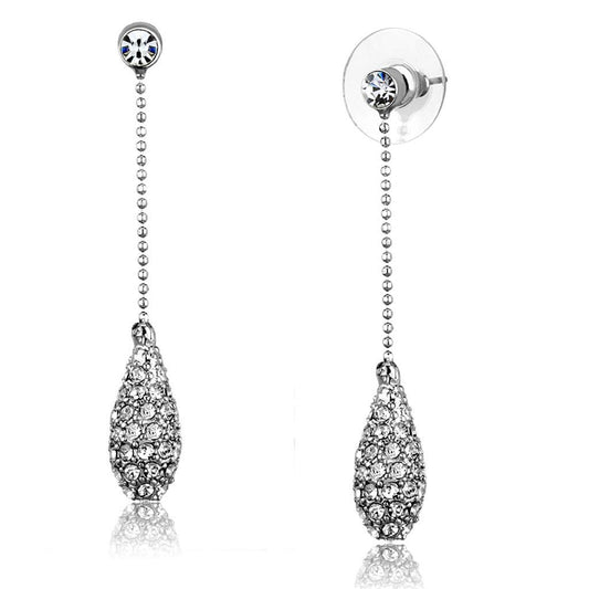 3W898 - Rhodium Brass Earrings with Top Grade Crystal in Clear-0