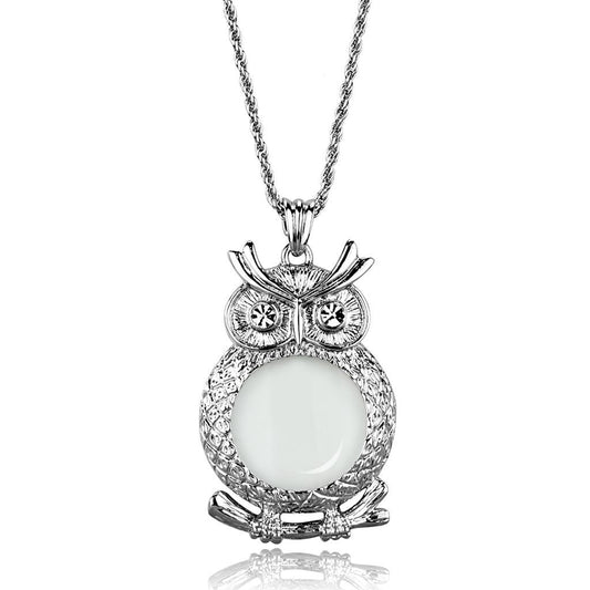 3W919 - Rhodium Brass Magnifier pendant with Top Grade Crystal in Clear-0