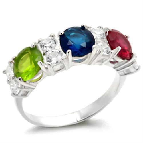 Fox Cocktail Ring - 925 Sterling Silver, AAA CZ , Multi Color - 40604-1