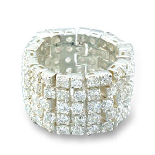 41003 - High-Polished 925 Sterling Silver Ring with AAA Grade CZ in Clear-0