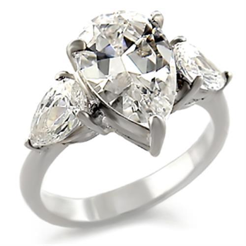 413409 - High-Polished 925 Sterling Silver Ring with AAA Grade CZ in Clear-0