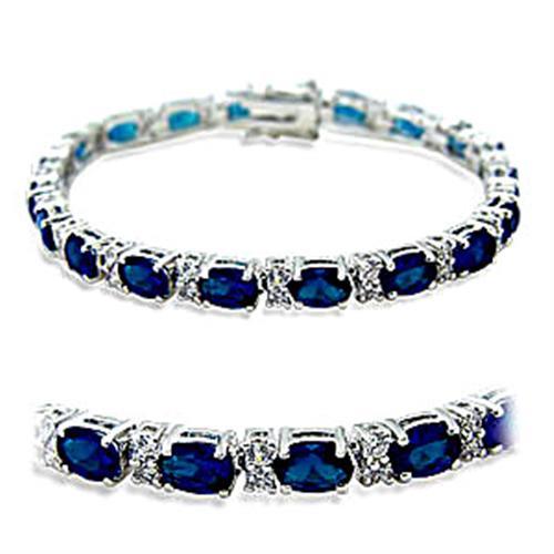 415501 - Rhodium Brass Bracelet with Synthetic Spinel in Sapphire-0