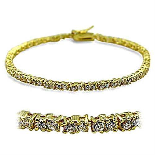 415802 - Gold Brass Bracelet with AAA Grade CZ in Clear-0