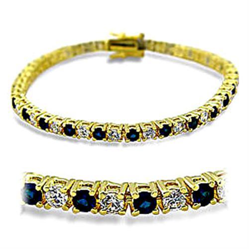 415903 - Gold Brass Bracelet with Synthetic Spinel in Sapphire-0