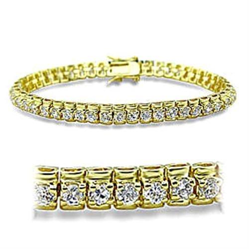 415906 - Gold Brass Bracelet with AAA Grade CZ in Clear-0