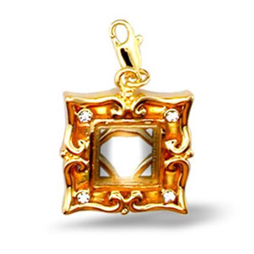 43505 - Gold Brass Pendant with Top Grade Crystal in Clear-0