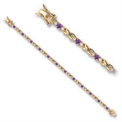 46805 - Gold Brass Bracelet with AAA Grade CZ in Tanzanite-0