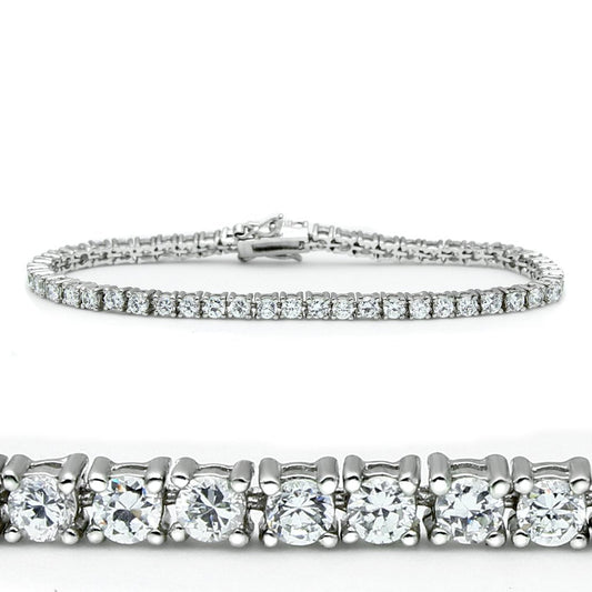46905 - Rhodium Brass Bracelet with AAA Grade CZ in Clear-0