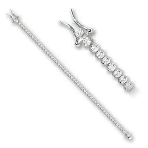 47103 - Rhodium Brass Bracelet with AAA Grade CZ in Clear-0