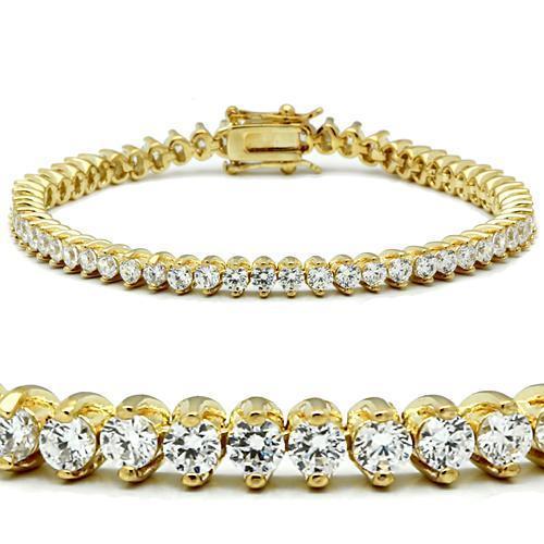 47104 - Gold Brass Bracelet with AAA Grade CZ in Clear-0
