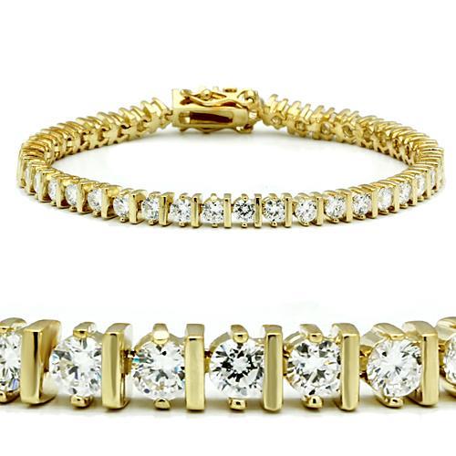 47205 - Gold Brass Bracelet with AAA Grade CZ in Clear-0