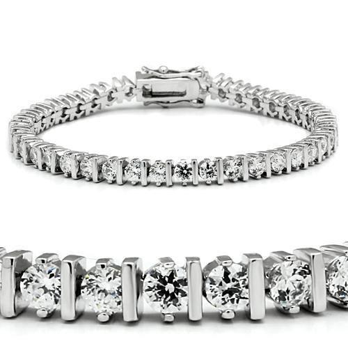 47206 - Rhodium Brass Bracelet with AAA Grade CZ in Clear-0