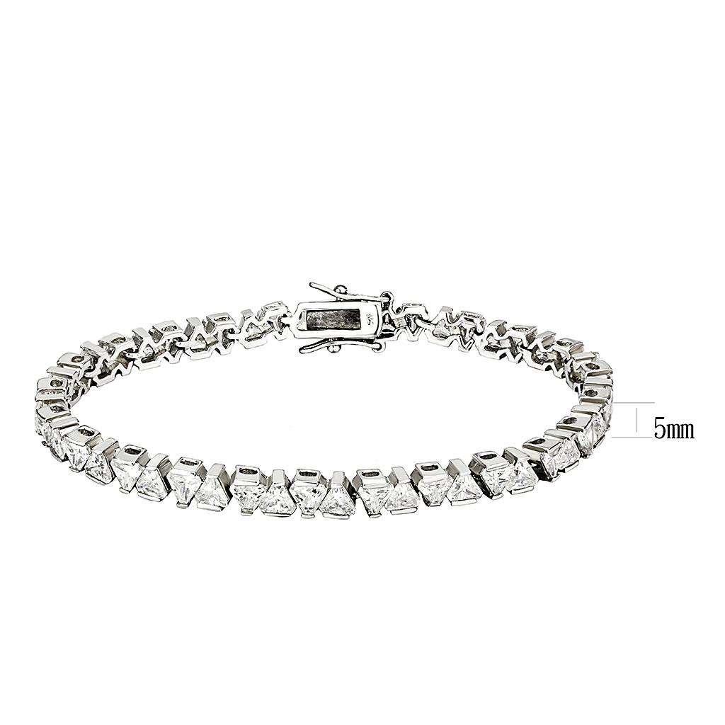 47302 - Rhodium Brass Bracelet with AAA Grade CZ in Clear-1