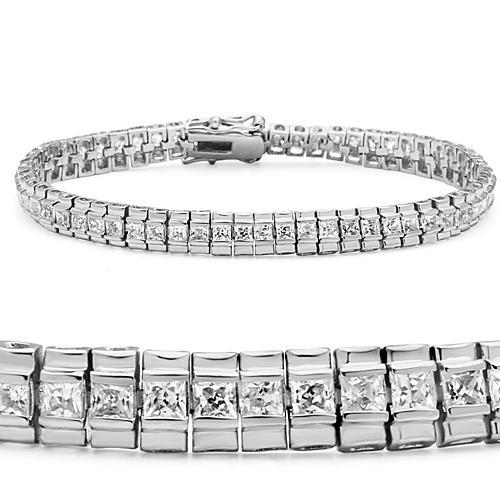 47304 - Rhodium Brass Bracelet with AAA Grade CZ in Clear-0