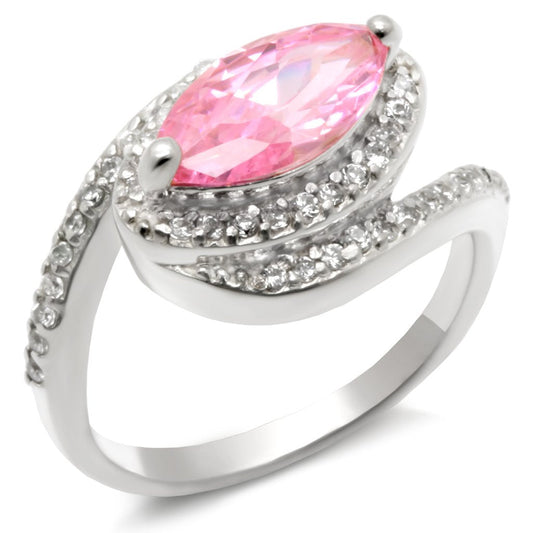49509 - High-Polished 925 Sterling Silver Ring with AAA Grade CZ in Rose-0