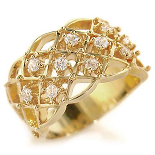 54809 - Gold Brass Ring with AAA Grade CZ in Clear-0
