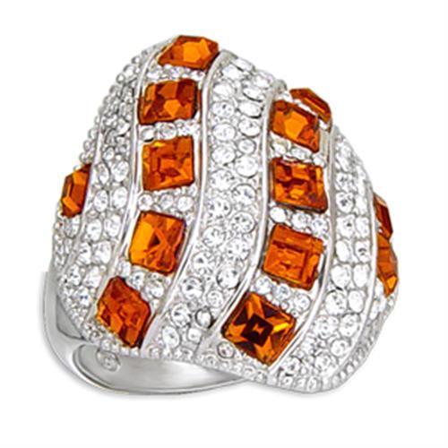 55307 - Rhodium Brass Ring with Top Grade Crystal in Topaz-0